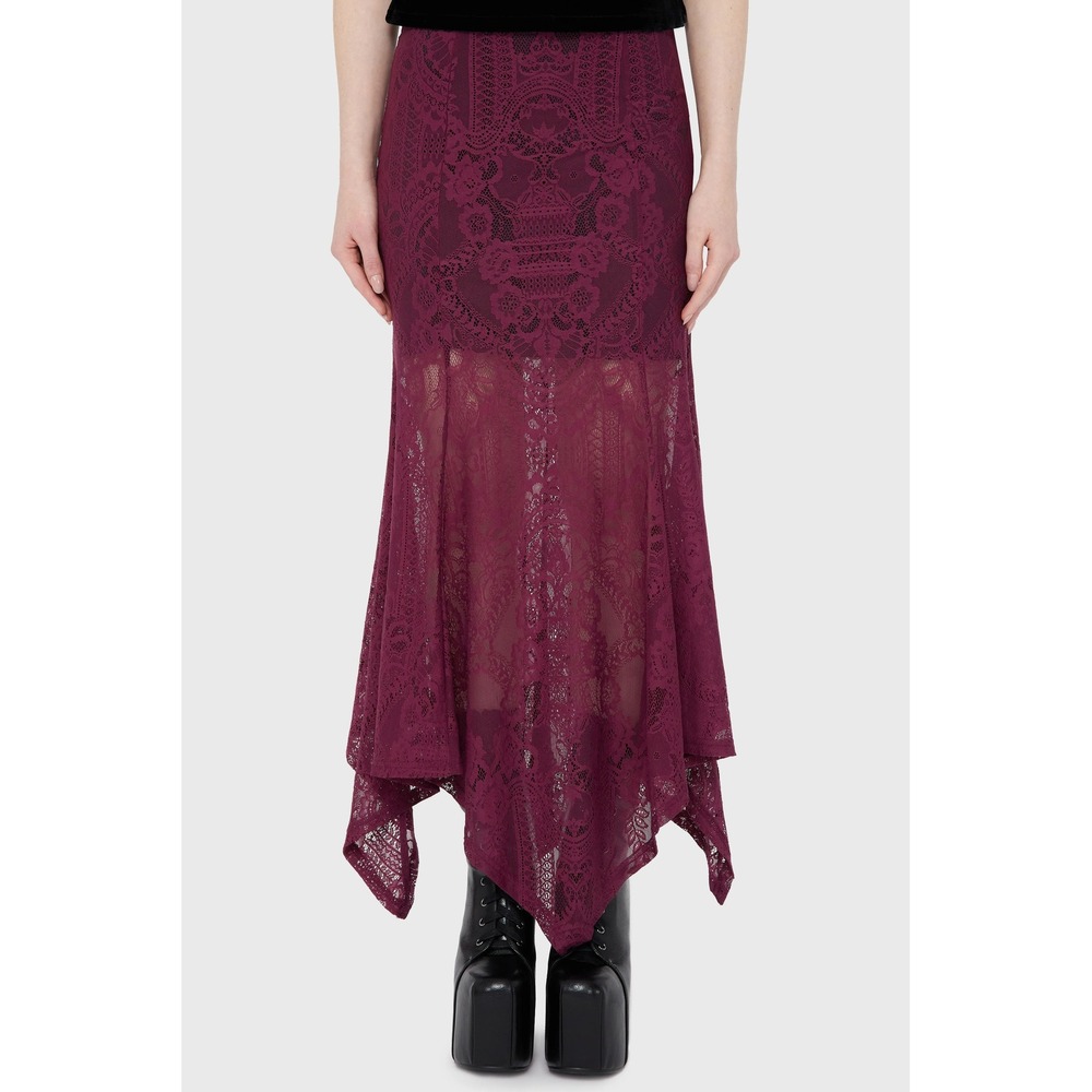 Belladonna lace maxi skirt plum goth fairy handkerchief hem Small